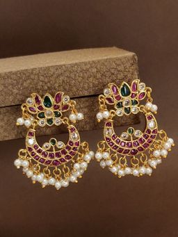 Abdesigns - Gold-Plated Kemp Stone Drop Temple Earrings