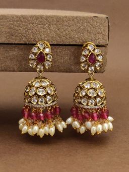 Abdesigns - Stylish Kundan Red Bead Jhumka Earrings