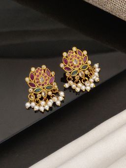 Abdesigns - Attractive Lotus Multi Color Studs Earrings