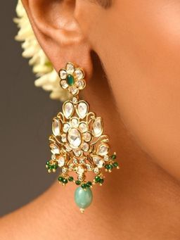 Abdesigns - Elite Gold Plated Kundan Drop Earrings