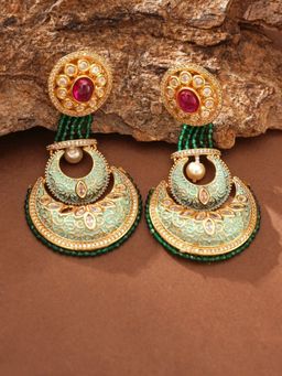 Abdesigns - Elite Gold Plated Meenakari Kundan Earrings