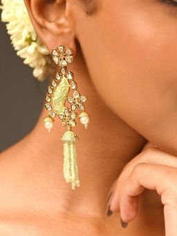 Abdesigns - Elite Gold Plated Meenakari Kundan Tassel Earrings