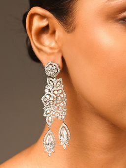 Abdesigns - Silver Plated American Diamond Dangler Earrings