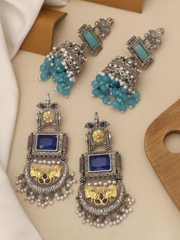 Abdesigns - Sophisticated German Silver Plated Drop Earrings (Pack of 2)