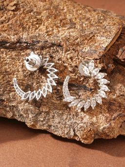 Abdesigns - Elegant Silver Plated American Diamond Drop Earrings