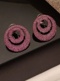 Abdesigns - Elegant Silver Plated American Diamond Stud Earrings