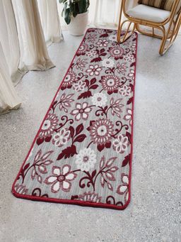 Saral Home - Cotton Anti-Skid Bedside Runner-Maroon-55X180 Cm