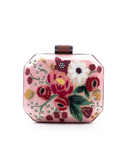 sugarcrush - Embroidered Pink & Multi-Color Clutch