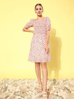 Marie Claire - Women Casual White Colour Knee Length Floral Dress