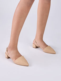 Twenty Dresses by Nykaa Fashion - Beige Solid Pointed Toe Shape Block Heels