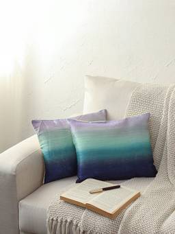 House This - The Dip dye Neelam Cotton Viscos 2 Cushion Covers-Blue