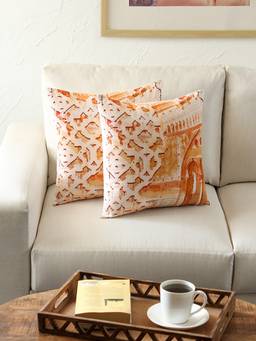 House This - Neuschwanstein Throne hall Cotton 2 Cushion Covers Orange