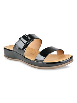ROCIA - Black Women Patent Casual Flat Sandals