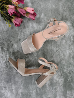 Ronnie Grey - Women Beige Checked Sandal Heels
