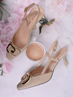 Ronnie Grey - Women Beige Western Embellished Heeled Mules