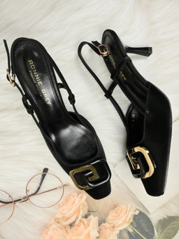 Ronnie Grey - Women Black Western Embellished Heeled Mules