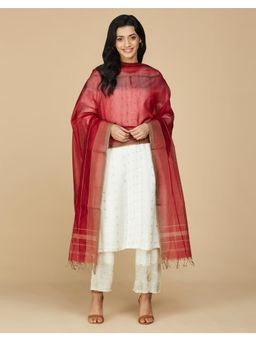 Fabindia - Red Cotton Silk Maheshwari Dupatta