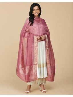 Fabindia - Wine Linen Blend Hand Woven Dupatta