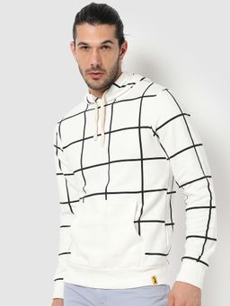 Campus Sutra - Men Checkered Hooded Sweatshirt