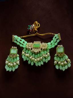 Rebekah - Multi Strand Mint Green Bead Jewellery Set