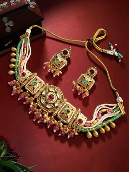 Rebekah - Meenakari Kundan Multicolor Beaded Strands Jewellery Set