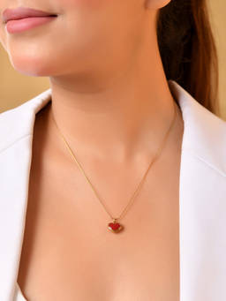 VOJ - Gold Plated Women's Red Heart Necklace