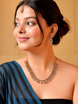 VOJ - Gold Plated Ad Stone Studded Jewellery Set