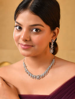 VOJ - Silver Plated Circular Designer Jewellery Set