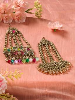 Zaveri Pearls - Multicolor Stones Beads Embellished Bridal Passa (Pack of 2)