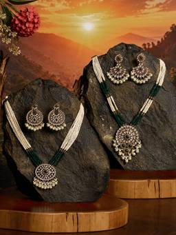 Zaveri Pearls - Multicolor Stones Multistrand Jewellery Set (Pack of 2)