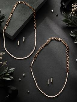 Zaveri Pearls - Rose Gold Cubic Zirconia Jewellery Set (Pack of 2)