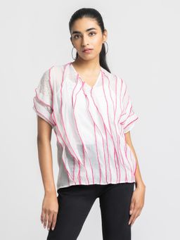 SHAYE - White V-Neck Solid Short Sleeves Casual Tops For Women