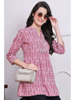 Rajnandini - Womens Pink Cotton Jaipuri Printed Tunic