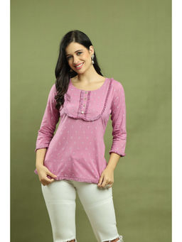 Rajnandini - Womens Lavender Pure Cotton Jaipuri Printed Short Top