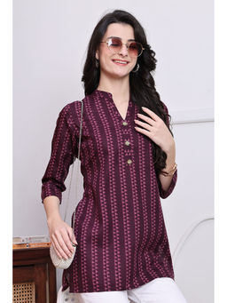 Rajnandini - Womens Wine Cotton Geometric Printed Tunic
