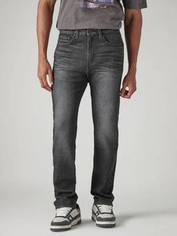 Levi's - Mens 505 Charcoal-Grey Straight Fit Mid Rise Commuter Jeans