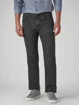 Levi's - Mens 513 Charcoal-Grey Slim Straight Fit Mid Rise Redloop Jeans
