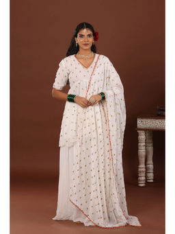 Jiraazi - Niqhat Georgette White Kurti with Sharara and Dupatta