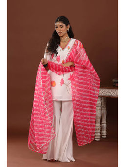 Jiraazi - Lotus Print White Kurti with Sharara and Dupatta