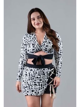 Keepfit - Black Printed Full Sleeves Top And Skirt