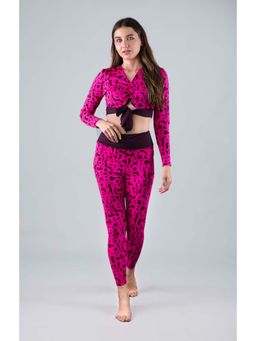 Keepfit - Red Printed Full Sleeves Top And Tight