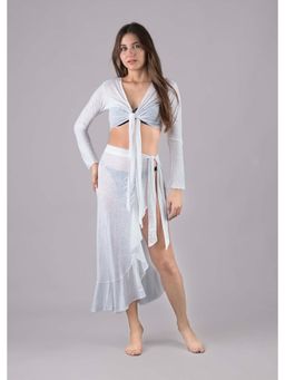 Keepfit - White Solid/Plain Full Sleeves Top And Skirt