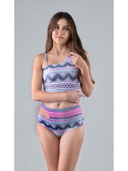 Keepfit - Multi-Color Abstract Sleeveless Top And Bikini Bottom