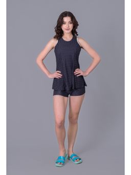 Keepfit - Black Printed Sleeveless Top And Shorts