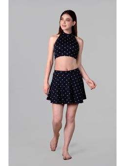 Keepfit - Black Printed Sleeveless Top And Skirt