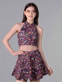Keepfit - Multi-Color Floral Sleeveless Top And Skirt