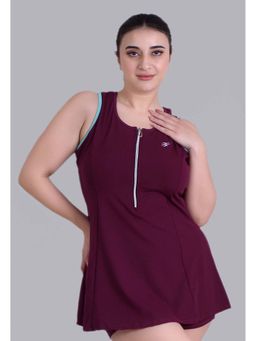Keepfit - Maroon Solid/Plain Sleeveless Top and Shorts
