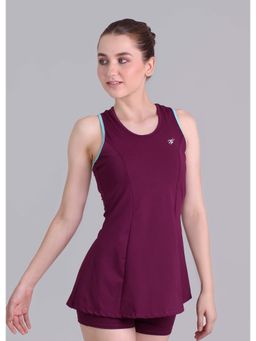 Keepfit - Maroon Solid/Plain Sleeveless Top And Shorts