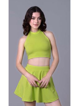 Keepfit - Green Solid/Plain Sleeveless Top And Skirt