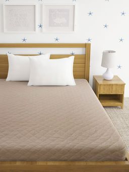 HOSTA HOMES - Beige Cotton Quilted King Size Mattress Protector